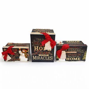 Lot of 3 Angela Anderson Christmas Snowman Gift Boxes Red Various Quotes NEW